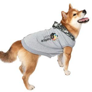 Justice Pet Polyester Split Dog Hoodie, Camo/Gray, Medium